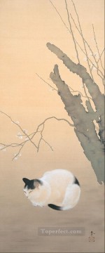 Artworks in 150 Subjects Painting - cat and plum blossoms 1906 Hishida Shunso Japanese